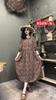 Primavera y Otoño Nuevo Vestido Floral Artístico Retro para Mujer Cuello de Encaje Algodón y Lino Manga Larga Encaje Falda Base