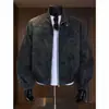 Jaqueta de couro com gola alta, à prova de vento e quente, estilo americano para homens, casaco cardigã casual de outono resistente, top solto moderno com patchwork