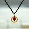 Collar con Anillo de Acero Dorado de Frijol de Ágata Roja Diseño Blanco Atmosférico Top de Grado Superior Collar para Novia Pareja