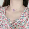 Collar de flores de Super Hada, ligero y lujoso, con diseño de nicho, colgante de perla, gargantilla, cadena para el cuello, elegante cadena larga para clavícula para mujer