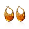 Moda Transfronteriza Estilo Europeo y Americano Pendientes de Resina Color Café con Textura Metálica Exagerada, Pendientes Vintage de Lujo Ligero, Venta al por Mayor desde Fabricante