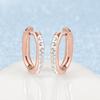 Anillo de oreja circular con hebilla de circonita y fondo de barro blanco para mujer, estilo europeo y americano, combina con todo, joyería de acero inoxidable.