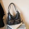 Bolsa Tote Feminina Grande Capacidade 2025 Nova Outono e Inverno Retro Ombro Comutador Bolsa Casual Textura Mochila Multifuncional