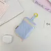 63252 Porta-moedas de Textura Macia e Suave, Pequena Bolsa de Tecido Fresca Listrada, Pingente de Chaveiro, Bolsa Pequena Portátil para Armazenamento de Fones de Ouvido