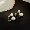 Presilhas de Orelha com Pérolas para Mulheres Sem Furos, Brincos com Design Único, Estilo Vintage de Nicho, Brincos de Alta Qualidade com um Temperamento Refinado