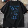 Ganso Tonto Suelto Animal Ganso Lindo Estampado Camiseta de Algodón Verano Letras Estilo Europeo y Americano Corta