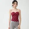 Chaleco Deportivo con Estampado de Lunares Atmosférico para Mujer Malla Empalmada en la Espalda Almohadilla Integrada en el Pecho Ajustado Top de Yoga