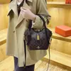 Bolso Cubo de Moda Transfronterizo Estampado de Color Contrastante para Mujer Bolso de Mano Retro de Gama Alta Europeo y Americano Bolso Clásico Presbiópico de Hombro Cruzado