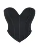 Body Modelador Court Preto Fosco Texturizado Cropped Costas Abertas Europeu e Americano Espartilho de Osso de Peixe Colete Pequeno