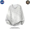 Camiseta de punto de manga larga con cuello en V pequeño de alta calidad marca NASA, top básico versátil de alta gama para moda casual de otoño