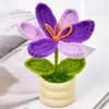 Flor de Lana Hecha a Mano Girasol Terminado Flor Artificial en Maceta Regalo Rosa Flor Falsa Adornos de Flores Tejidas Exportación Transfronteriza