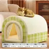 Cama para Gato Ninho Arqueado Quente de Inverno Removível Aquecida Fechada Segurança Todas as Estações Suprimentos para Animais de Estimação Gato