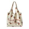 Bolsa de Ombro Grande Capacidade Laranja Estampada Artística Estilo Fresco Bolsa de Lona Portátil para Compras Vaca Fofa Redutora de Idade Doce