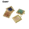 WT-P1994 colgante de piedra cuadrada pequeña multicolor natural incrustación de circonita gancho único joyería pendientes accesorios