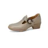 Zapatos Mary Jane de Piel de Oveja Estampado de Elefante Súper Ligeros Súper Suaves Zapatos Pequeños de Cuero 2026 Otoño Suela Gruesa Tacón Medio Grueso Correa con Hebilla Zapatos Individuales Mujer