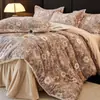 Temporada de Invierno Juego de Cama de Vellón de Leche de Cuatro Piezas Estilo Colcha Vellón de Doble Cara Cálido Engrosado Funda de Edredón Vellón de Coral 1.8m Suministros