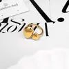 Anillo Curvo Geométrico de Textura de Moda Personalizado Transfronterizo Anillo de Cola Ancha Chapado en Oro de Acero Inoxidable Francés de Nicho