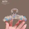 Presilha de Cabelo Luxuosa Feita à Mão com Contas de Cristal para Mulheres com Toque de Alto Padrão, Adequada para Penteados Presos, Acessório de Cabelo Tipo Pinça de Tubarão