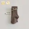 Medias Antipelusas para Niñas Primavera y Otoño Rayas Verticales Lazo Pantalón Base para Niños Color Sólido Algodón Medias para Bebé Trasero Grande