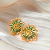 Aretes románticos de margarita con atmósfera primaveral, tejidos a mano, estilo pastoral, joyería para orejas versátil para el uso diario y los viajes