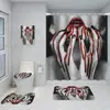 Cortina de ducha con estampado digital 3D, diseño de calavera de terror de Halloween, cortina divisoria de baño, juego de cinco piezas