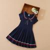 Falda, Vestido de Verano para Niños, Vestido de Princesa Estilo Preppy para Niña, Vestido de Verano 100% Algodón para Bebé, Vestido de Manga Corta, Falda de Corte A
