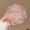 2026 Novo Grampo de Cabelo Flor de Organza Presilha Lateral para a Parte de Trás da Cabeça, Estilo Ultra-Fada de Férias Acessório de Cabelo Estilo Floresta Verde