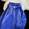 Moletom de Lã Cor Sólida com Capuz Masculino Tendência Espessado Moletom Masculino Outono e Inverno Hoodie Jaqueta Masculina Estilo Coreano Inverno