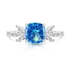 Xiaohongshu Más Vendido Anillo de Azúcar Cuadrado Corte Flor de Hielo de Piedra Preciosa de Color Anillo Flor Lenguaje Diamante de Alto Carbono Súper Brillante para Mujer Transmisión en Vivo Dropshipping