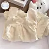 Pijama feminino estilo francês para primavera e outono, gola quadrada de renda, mangas longas soltas, calça longa, bojos fixos, conjunto de casa de alta qualidade
