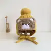 Sombrero de Invierno y Otoño para Niños Sombrero de Lana de Oso Sombrero de Algodón Tejido para Niñas Cálido Sombrero de Bebé Bufanda Conjunto de Dos Piezas