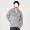 Suéter Retro Americano para Hombre Engrosado Cálido Tejido Básico 2025 Otoño e Invierno Nuevo Top de Marca Moderna con Cuello Solapa para Hombre
