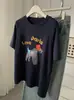 Camiseta de Manga Corta Gruesa con Bordado Pesado por Ambos Lados de Terciopelo Australiano Cepillado Estilo Dibujos Animados para Mujer Otoño e Invierno Nueva Ropa Interior Estilo Coreano