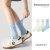 Meias finas de renda renascentista meias de cano alto de verão femininas finas respiráveis bordado japonês fofo