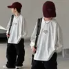 Sudadera holgada de manga larga para niño, estilo primavera y otoño, marca de moda, top casual infantil tipo dos piezas, chaqueta versátil para niños mayores, otoño