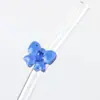 Pajita de vidrio de borosilicato con codo para batido, pajita para jugo de leche, pajita de vidrio de mariposa de colores para el amor