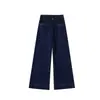 Jeans Suaves Azules de Mezclilla de Pierna Ancha para Mujer en Otoño e Invierno Nuevos Pantalones Sueltos de Tiro Alto de Largo Hasta el Suelo para Figuras Pequeñas en Forma de Pera