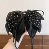 Presilha de cabelo com laço estampado preto, novo estilo outono/inverno, nicho e estiloso, acessório de cabelo versátil de cor escura