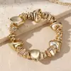 BZ2350 Pulsera Exagerada Estilo Europeo y Americano con Pulsera Irregular CCB Dorada Juego de Joyería Apilable