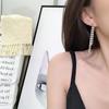 Aguja de Plata S925 Moda Coreana Pendientes Largos de Borla de Perlas Distintivos Simples Pendientes de Super Hada para Niña Clips para Orejas Pendientes