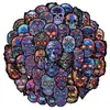 Pegatinas de película de estrella de 50 piezas transfronterizas, calavera de neón con graffiti, pegatinas decorativas impermeables para botellas de agua, pegatinas de calavera al por mayor
