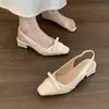 Sandalias de Tacón de Bloque con Punta Cerrada y Lazo Estilo Francés Novedad Moda Primavera/Verano 2025 Sandalias Cómodas Elegantes para Mujer