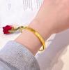 Pulsera de Latón Chapado en Oro CNC Brillante de Tres Caras Hielo Triturado, Pulsera de Arena Dorada con Carácter de Paz y Riqueza de Moda para Mujer