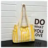 Bolsa de Ombro Única Grande Capacidade Listrada Retro Europeia 2026 Nova Moda Feminina Multibolsos Veludo Cotelê Bolsa de Mão Tote