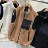 Chaleco de Polar con Cuello Alto, Patchwork de Bolsillo de Bloques de Color Reversible, Otoño e Invierno, para Parejas