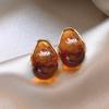 Té de Leche Marrón Maillard Gotas de Agua Geométrico Resina Aretes Elegantes Pendientes de Moda Lujo Ligero Sentido de Alta Gama Pendientes para Mujer
