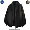 Casaco Cardigan de Tricô de Alta Qualidade Marca NASA Masculino Outono Casual Solto Cor Sólida Lã Top Tendência