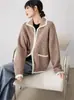 Suéter Jacket de Punto Cardigan con Cremallera y Solapa, Color Contrastante, Imitación Piel de Visón, Transfronterizo Europeo y Americano para Mujer, Nuevo, Holgado, Otoño e Invierno