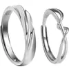 Anéis de Casal para Homens e Mulheres com um Design Suave Envolvente, Estilo Coreano e Japonês, Anéis Minimalistas Simples da Moda com um Design Único de Nicho e Par de Pontas Abertas