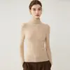 Nueva capa base de punto de cuello alto para otoño e invierno para mujer, corte ajustado, fina, suéter de cachemira, suéter de cuello alto versátil